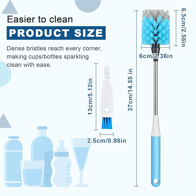 2-in-1 Water Bottle Brush, 14.5-inch Long-Handled Cleaning Brush, Kitchen - Image 2