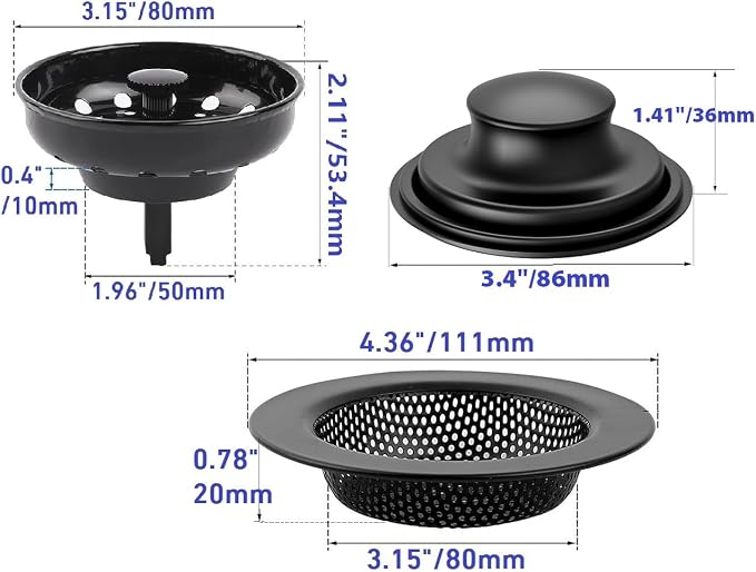AJOMAN Kitchen Sink Drain Strainer, Cover and Stopper, Food Catcher - Image 2