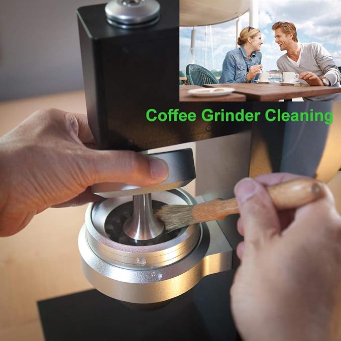Coffee Grinder Cleaning Brush + Coffee Brush Wood Handle & Natural Bristles - Image 5