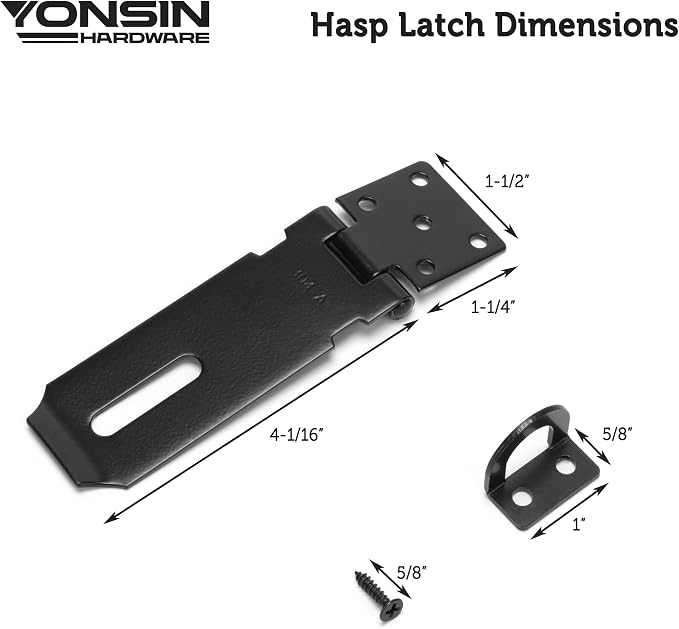 4" Door Padlock Safety Hasp Latch 2 Pcs, Door Hasp Clasp Lock Gate Shed Hasp - Image 7