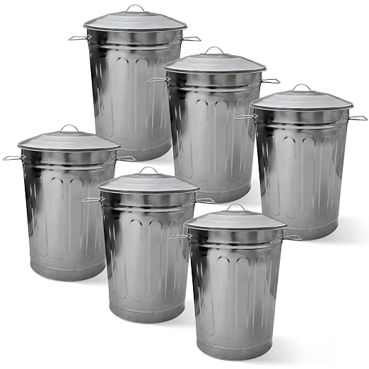 Plexon Round Trash Can 13 Gallon, Vintage Metal Outdoor Trash Can by Plexon