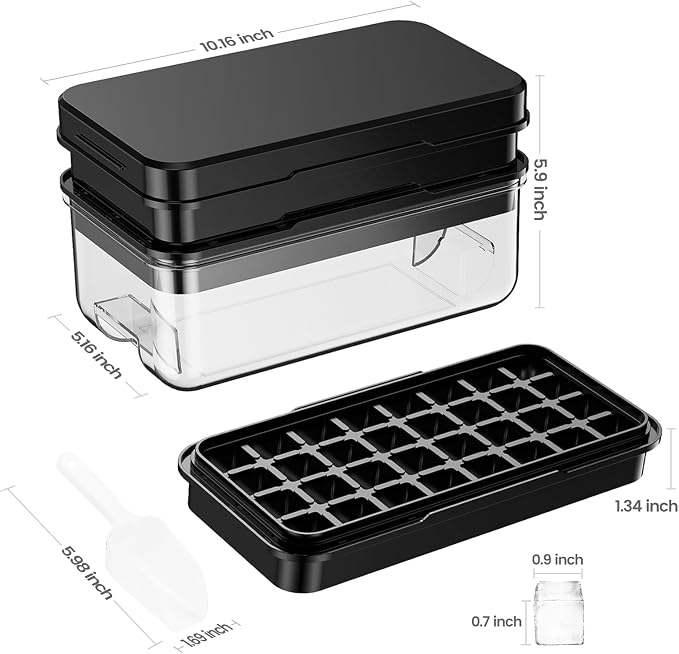Ice Cube Tray with Lid and Bin, PHINOX 64 pcs Ice Trays - Image 2