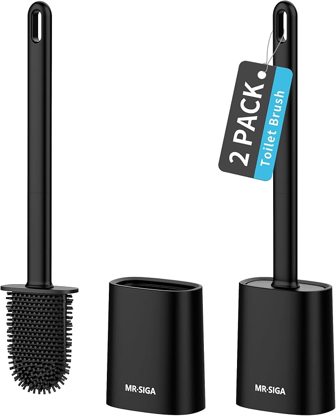 MR.SIGA Toilet Brush and Holder Set, Wall Mounted Toilet Bowl Brush, Compact by MRSIGA