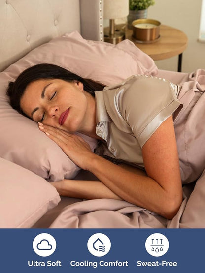 Extra Deep Pocket King Sheets - 4 Piece Breathable & Cooling Bed Sheets - Hotel Luxury Bed Sheet Set - Soft, Wrinkle Free & Comfy - Easily Fits Extra Deep Mattresses - Deep Pocket Mauve Sheets Set