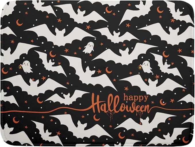 Halloween Drying Mats for Kitchen Counter 18”x24” Happy Halloween Spooky Bat by Kawani