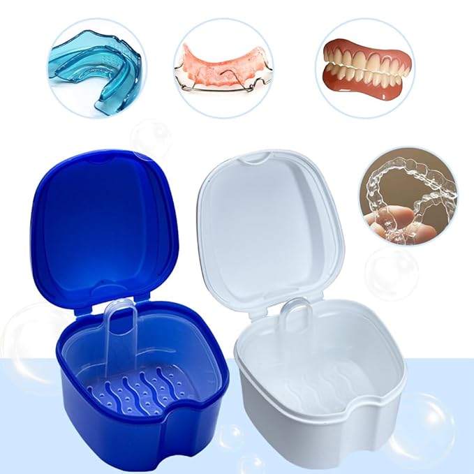 3 Pack Retainer Cleaner Case Partial Denture Cleaning Case Cup and Brush - Image 2