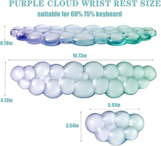 Gel Keyboard and Mouse Wrist Rest Set – Clear Cloud Wrist Rest - Image 2