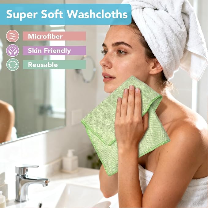 Orighty Washcloths Towels Set 10 Pack, Highly Absorbent and Soft Feel - Image 2