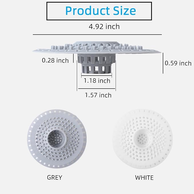 Grey Drain Hair Catcher Shower Drain Cover Hair Catcher Bathtub Drain Hair - Image 5