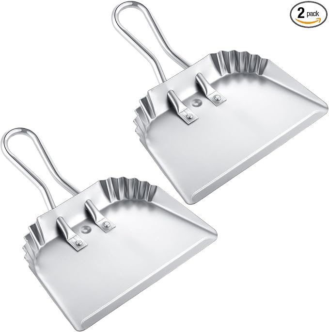 Mumufy 2 Pcs 12 Inch Heavy Duty Metal Dustpan, Stainless Steel Large Wide Dust by Mumufy