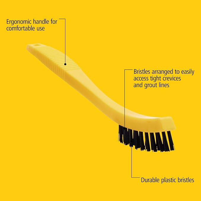 Rubbermaid Commercial Products 8.5" Tile and Grout Scrub Brush, Plastic Bristles - Image 2