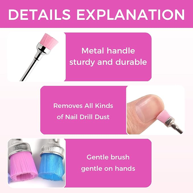 7PCS Nail Drill Bit Cleaning Brushes Set, Nail Dust Brush - Image 6