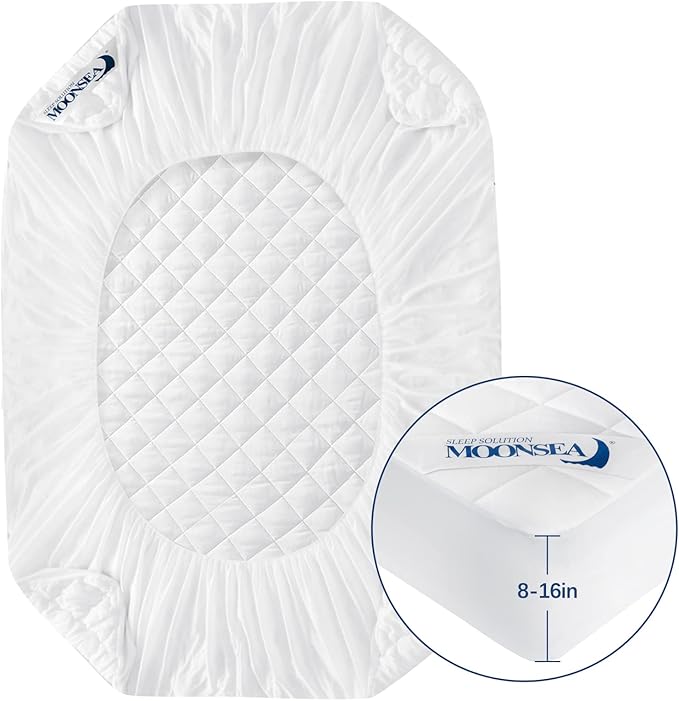 Full XL Mattress Topper Pad Waterproof Mattress Protector, Absorbent Quilted Full XL Mattress Cover with Deep Pocket