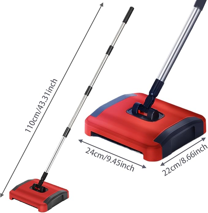 Carpet Sweeper Manual 3 Rolling Brushes Floor Sweeper Carpet Brush - Image 3