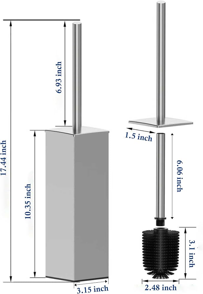RUACQ Toilet Brush and Holder Set, Square Toilet Bowl Brush - Image 7