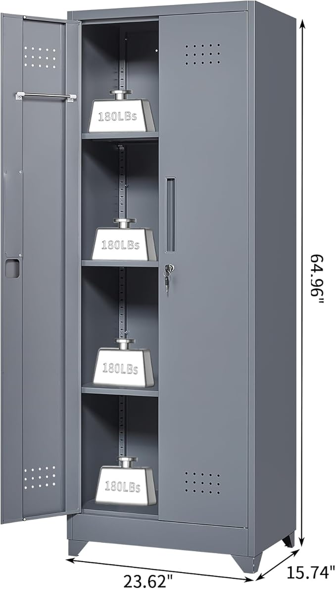 Broom Closet Storage Cabinet, Steel Locking Cabinet - Image 3