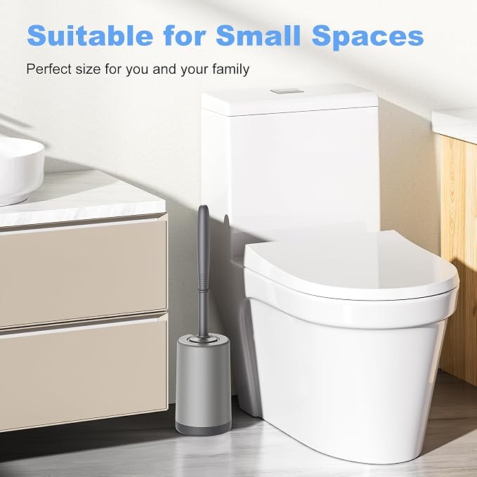 HAMITOR Toilet Bowl Brush Holder Set: Curved Design - Image 7