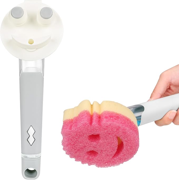 Smile Sponge Dish Wand Holder for Scrub Daddy, Soap Dispensing Handle, Scratch by AMAZYC-US