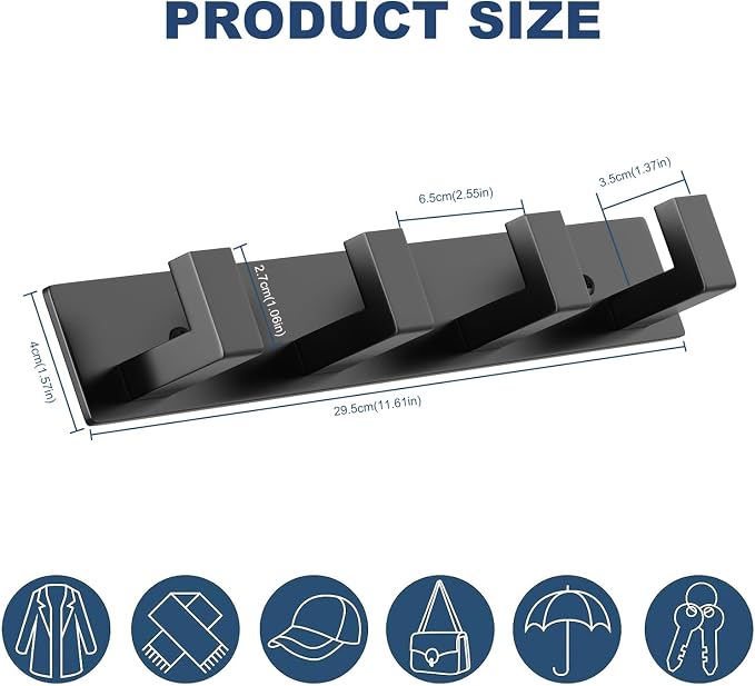PMMASTO Coat Rack Wall Mount, Coat Hooks Wall Hooks - Image 5