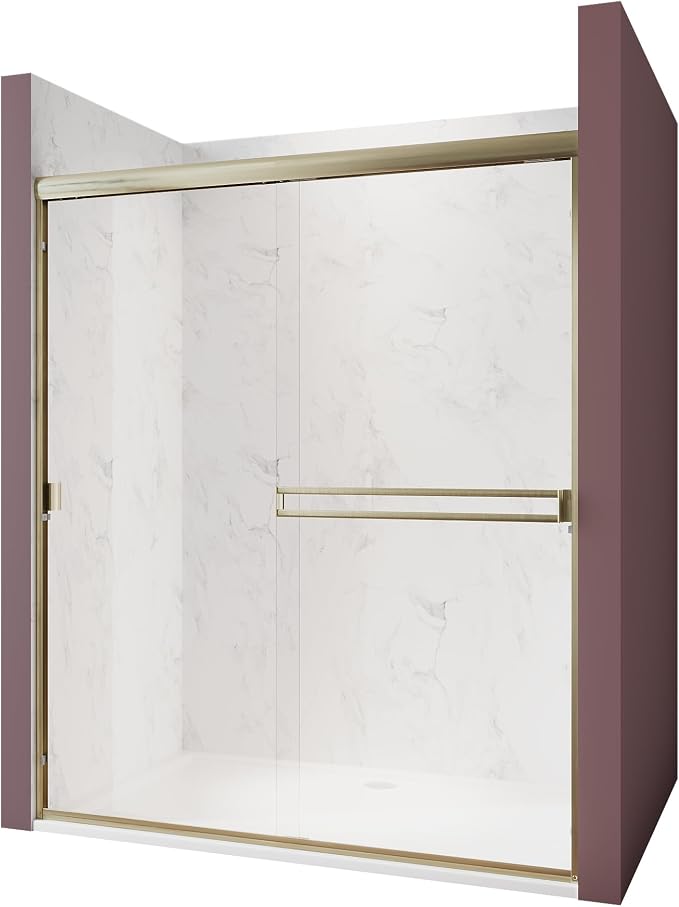 Shower Door 56-60 in. W x 72 in. H, UCALAFEE Semi-Frameless Double Sliding - Image 8
