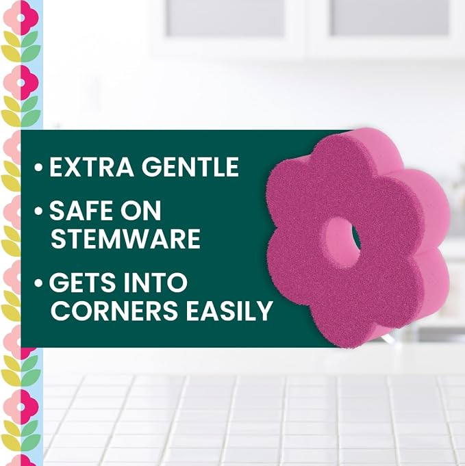 Scotch-Brite Brite Blooms Extra Gentle Scrub Sponge, Dishwasher-Safe Kitchen - Image 2