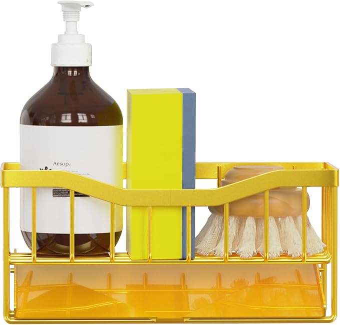 Vanwood Sink Organizer with Auto Draining Tray, Cocina Sponge Caddy and Dish - Image 6