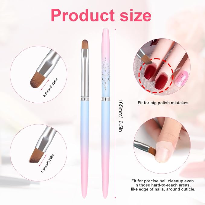 2pcs Nail Art Clean Up Brushes, Painting Brushes - Image 2