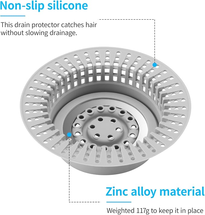 Shower Drain Hair Catcher, Bathtub Drain Cover Hair Trap Strainer Upgraded - Image 3