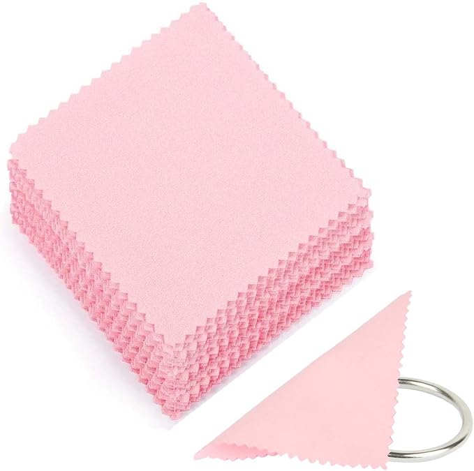 JUNXINSHUN 50pcs Jewelry Cleaning Cloth Pink Polishing Cloth by Unknown
