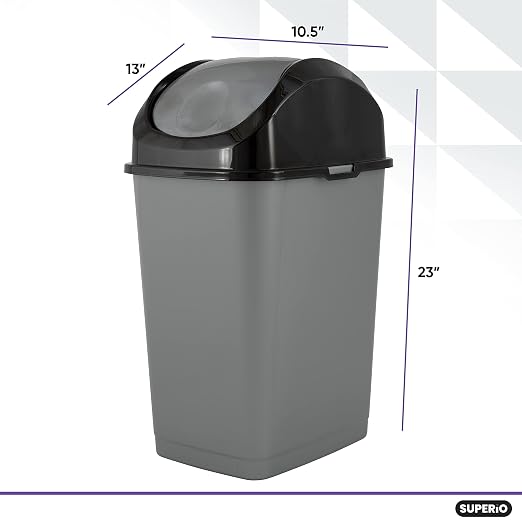 Superio Trash Can with Swing Top Lid 9 Gallon - Image 2
