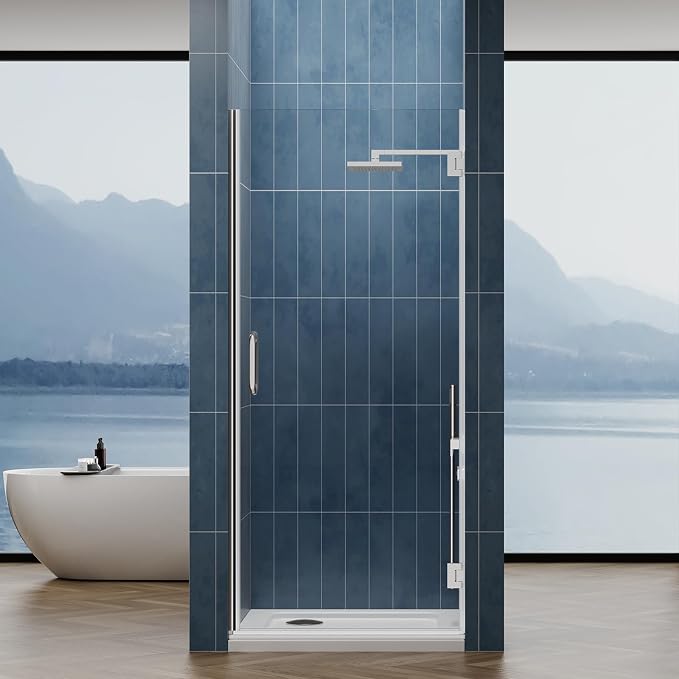 Framelss Hinged Shower Door, 3/8" Tempered Glass by YTSAHSTT