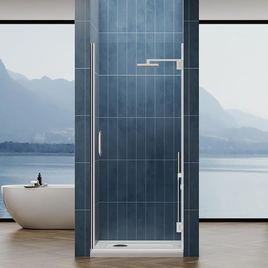 Framelss Hinged Shower Door, 3/8" Tempered Glass by YTSAHSTT