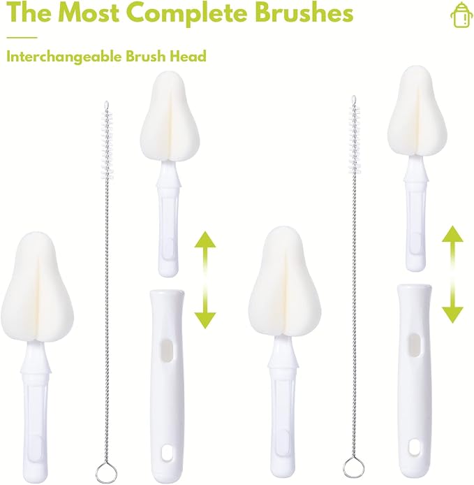 8 Pcs Sponge Nipple Bottle Brushes, Baby Bottle Brush - Image 3
