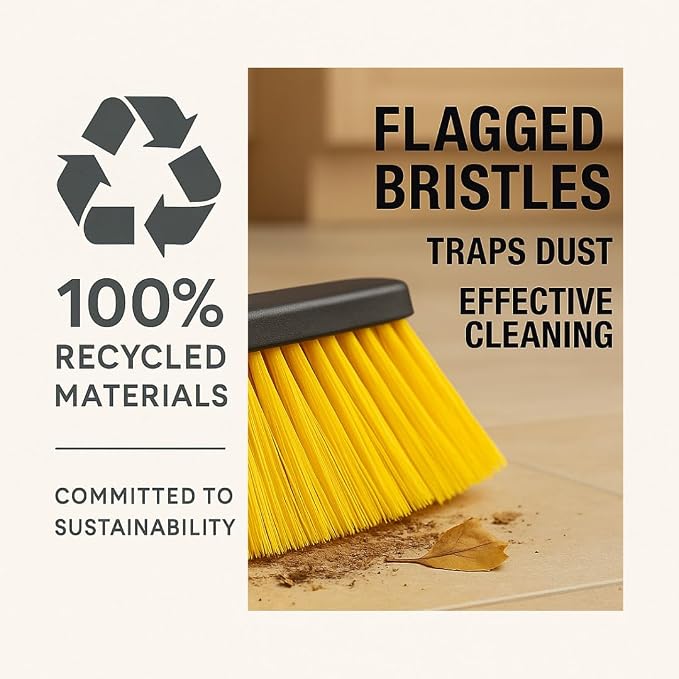 Aria Yellow Broom Head – 14” Sweeping Surface – Heavy-Duty Soft Flagged Bristles - Image 8