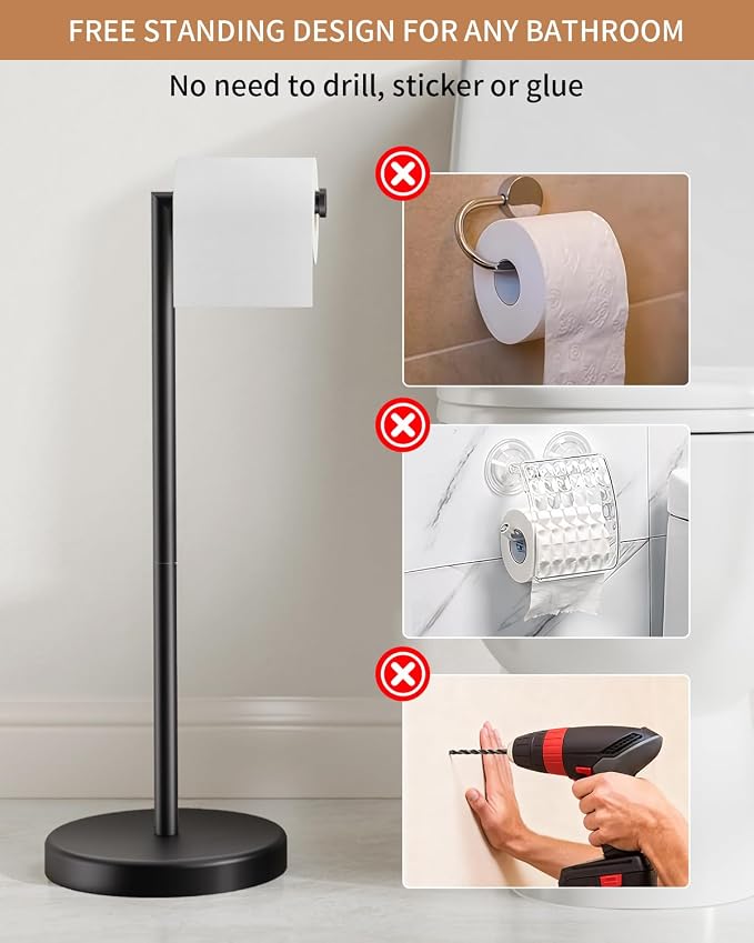 BWE Bathroom Toilet Paper Holder Stand Matte Black SUS304 Stainless Steel RV - Image 5
