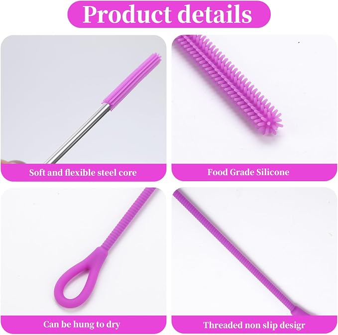2Pcs silicone straw cleaning brushes, extra long, used - Image 3