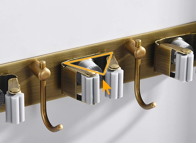 Mop Broom Holder Wall Mount Garden Tool Organizer, Brass Heavy Duty Tool Hanger - Image 4