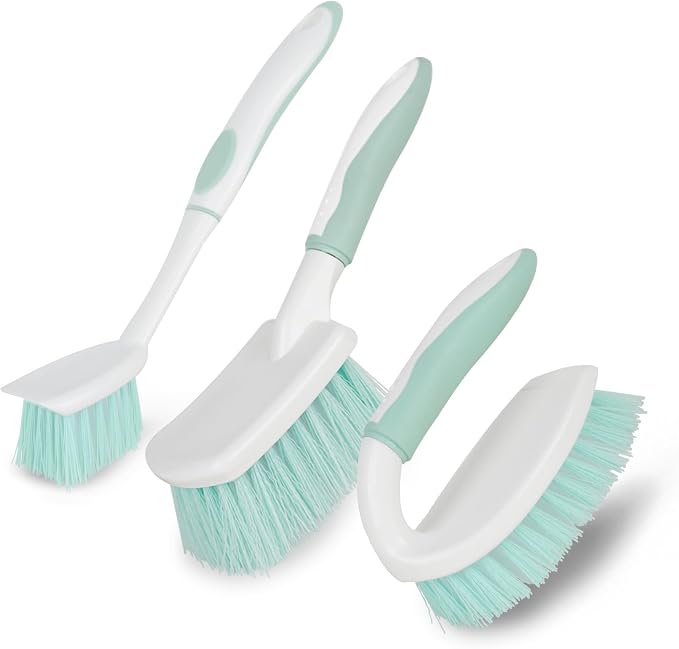 3 Pack Bathroom Scrub Brush Set, Heavy-Duty Scrub Brushes by Unknown