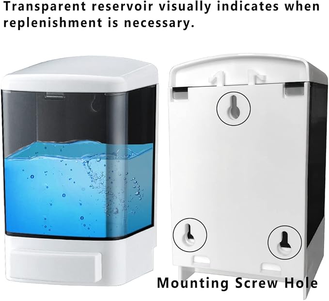 Manual Soap Dispenser 33.8oz / 1000ml Kitchen Bathroom Wall Mounted Commercial - Image 2