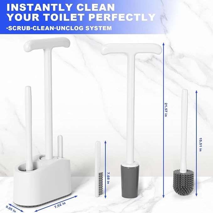3 in 1 Toilet Brush and Plunger Set，Extended Handle Plunger, Heavy Duty Toilet - Image 2