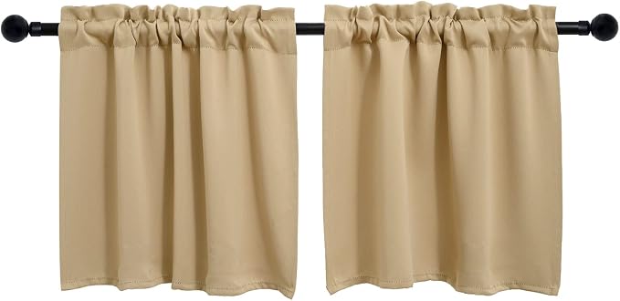 Pickluc Cafe Kitchen Curtains 36 Inches Long 2 Panels, Short Black Out Curtain by PICKLUC