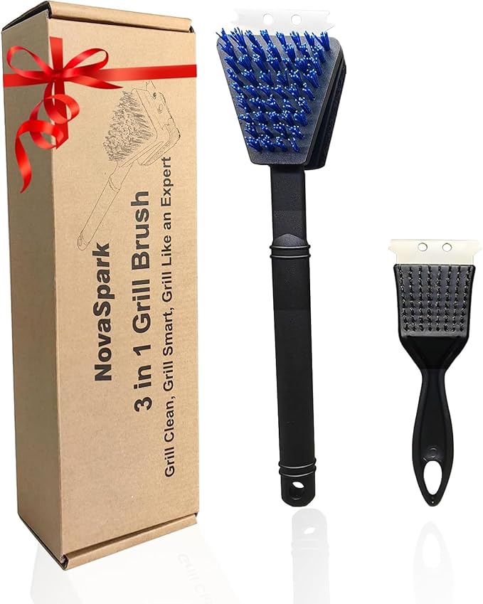 Nylon Grill Brush No Wire Bristle Barbecue Brush Grill Cleaning Kit, Safe Grill by NovaSpark