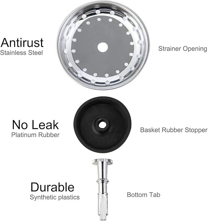 2 PCS Kitchen Sink Strainer and Stopper Combo Basket Replacement - Image 3