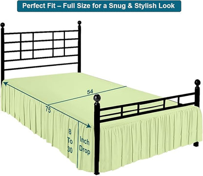 Shreem Linen Ruffled Bed Skirt with Split Corners, Gathered Style, 100% Microfiber, 28-Inch Drop, Dust Ruffle Bedskirt with Platform, Full-XXL, Sage