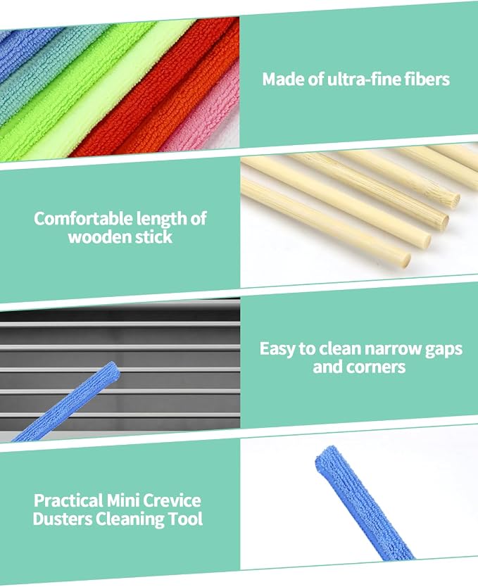11 PCS Microfiber Detail Duster Sticks, Mini Duster Crevice Cleaning Tool - Image 4