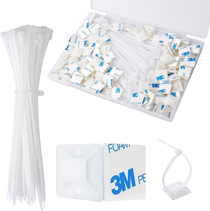 Strong Back-Glue Self Adhesive Cable Zip Tie Mounts Kit by CZXNBI