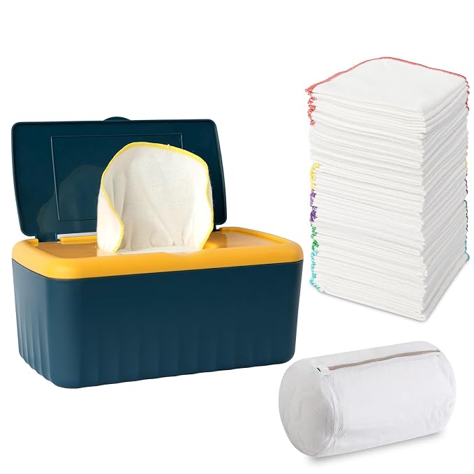 54 Packs Flannel Reusable Baby Wipes by FAMOPLAY