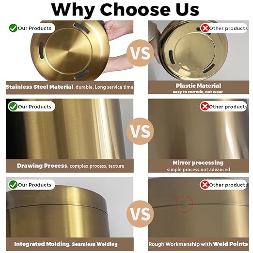 10 L/3 Gallen, Brushed Stainless Steel Garbage Can - Image 6