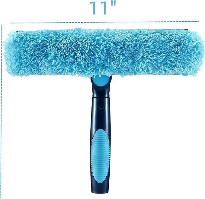 11" Window Squeegee and Microfiber Scrubber 2-in-1 Combo Cleaning Tools - Image 3