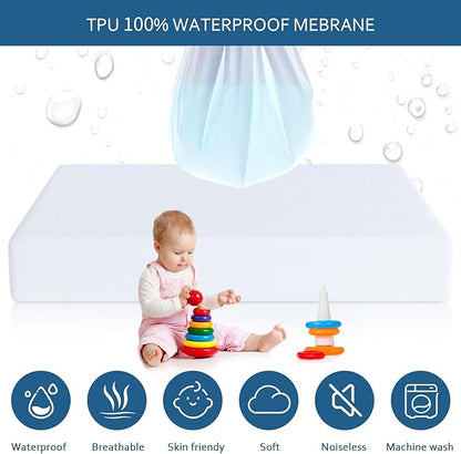 Moonsea Queen Size Mattress Protector Waterproof,Mattress Cover Protector, Smooth Top Mattress Protector for Kids, Breathable Skin Friendly and Noiseless Fitted Sheet Queen Size,Polyester